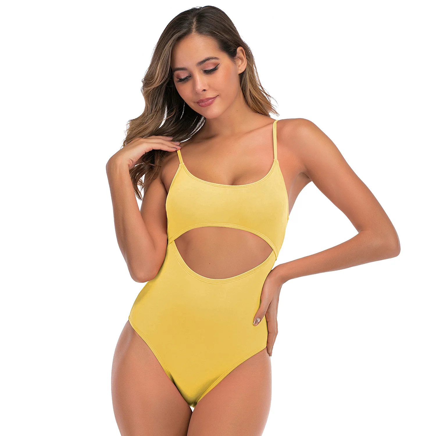 Женский слитный купальник из нейлоновой ткани красный розовый желтый с