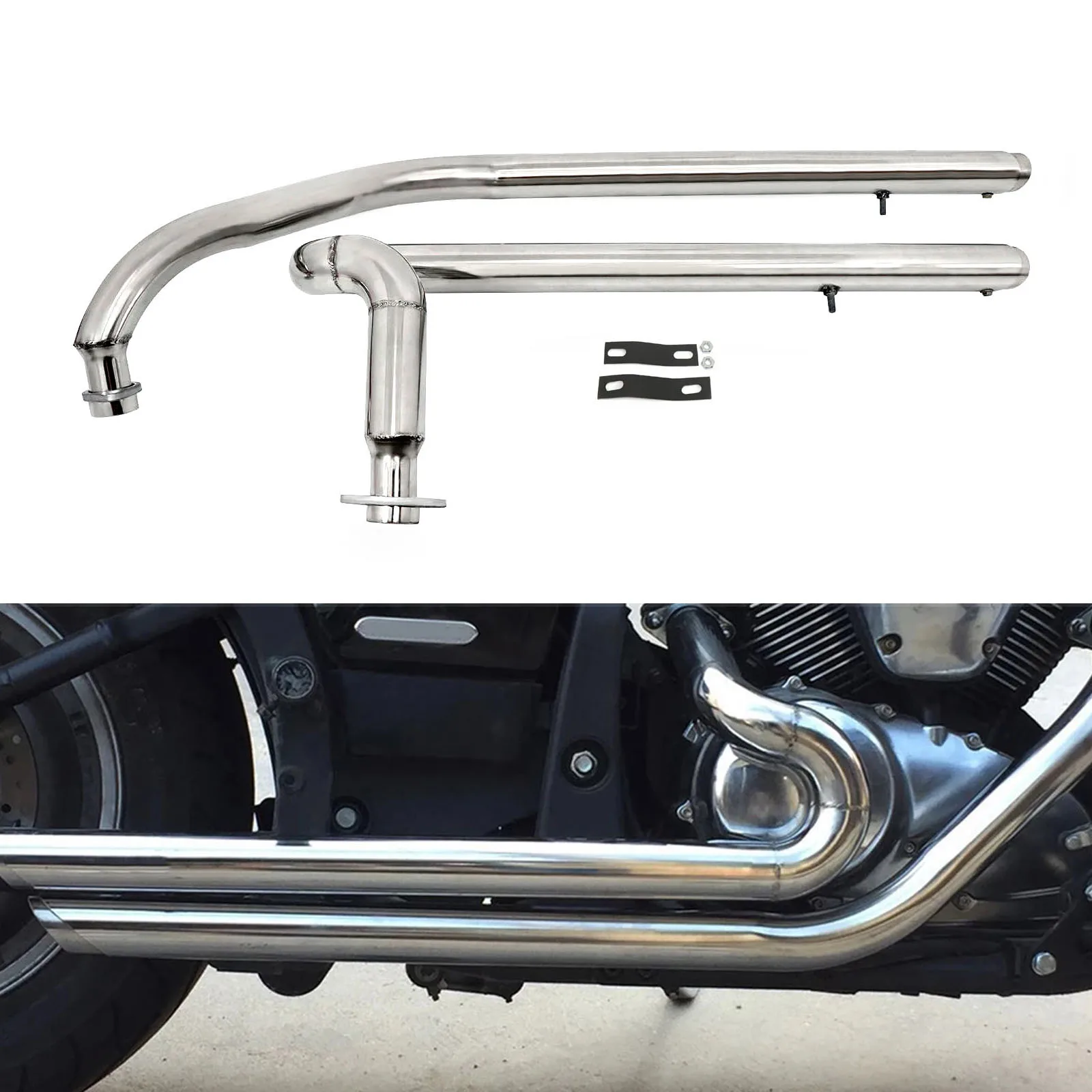 

VN900 Steel Stainless Full Muffler Exhaust System Pipes Kit Silencers For Kawasaki VULCAN S VULCAN 900 EN900 S900 All Years