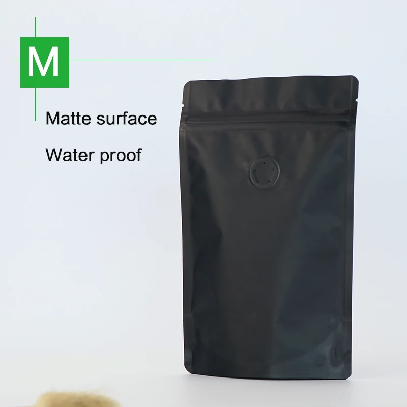 14pcs 1 pound 500g matte black coffee bean pouch one side degassing valve bag stand up zip | Дом и сад