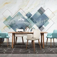 custom photo mural 3d nordic elk modern geometric squares marble tv background wall painting wallpapers for living room bedroom