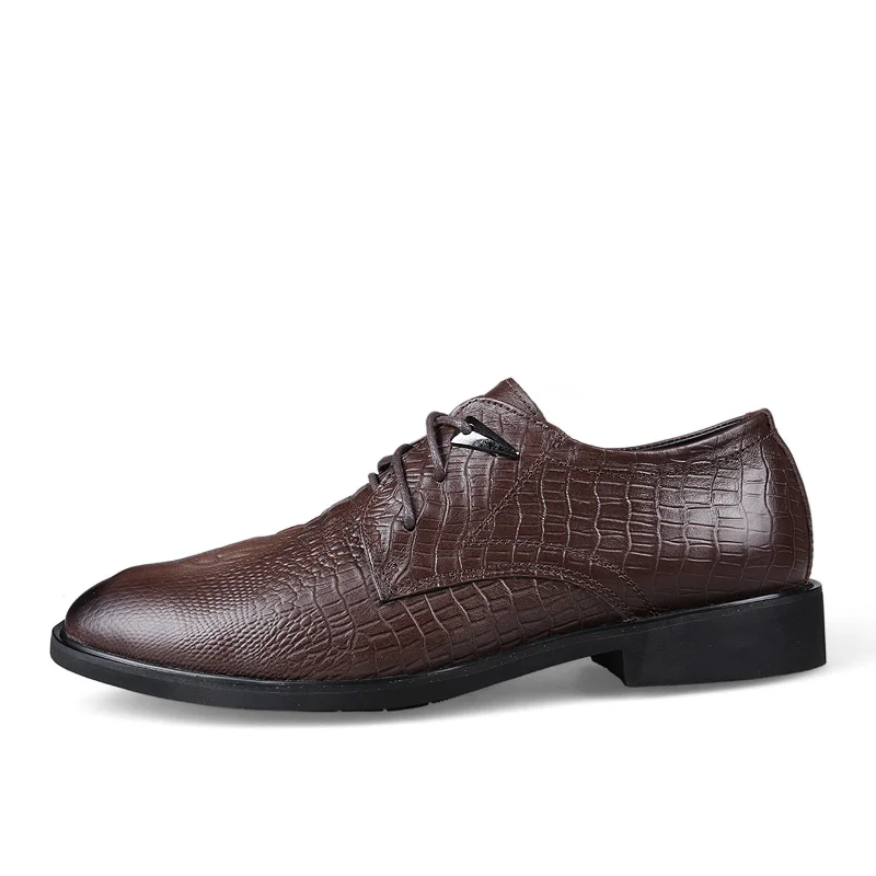 

Crocodile Grain 2019 New Men's Business Dress Shoes Genuine Leather Formal Brogue Shoes Men British Style Oxfords