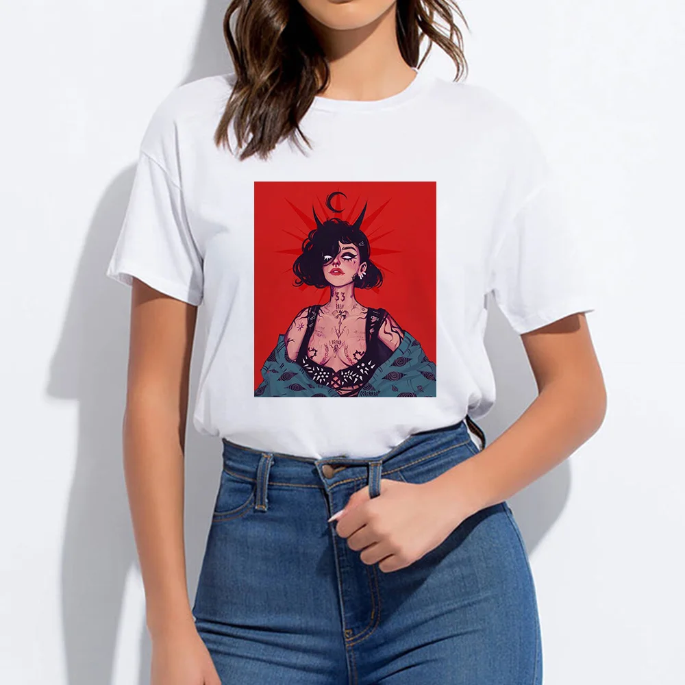 

Streetwear Ropa Mujer Harajuku Egirl T-shirts Loose Letter Print THE ANGELS PROTECT ME THE DEMONS RESPECT ME Female Tshirt
