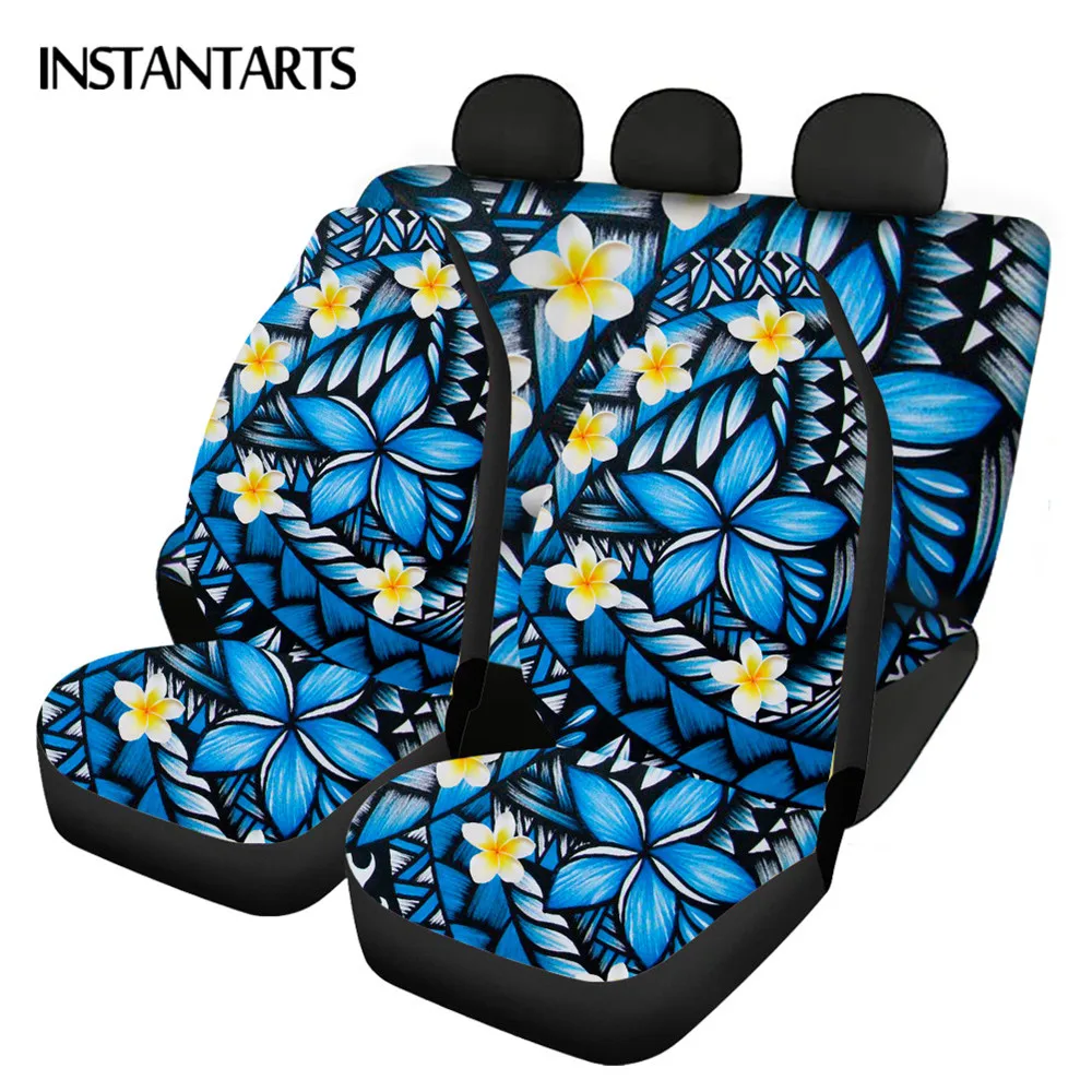

INSTANTARTS Polynesian Frangipani Pattern Stylish Vehicle Seat Covers Front&Rear Seat Universal Car Seat Protector for Women