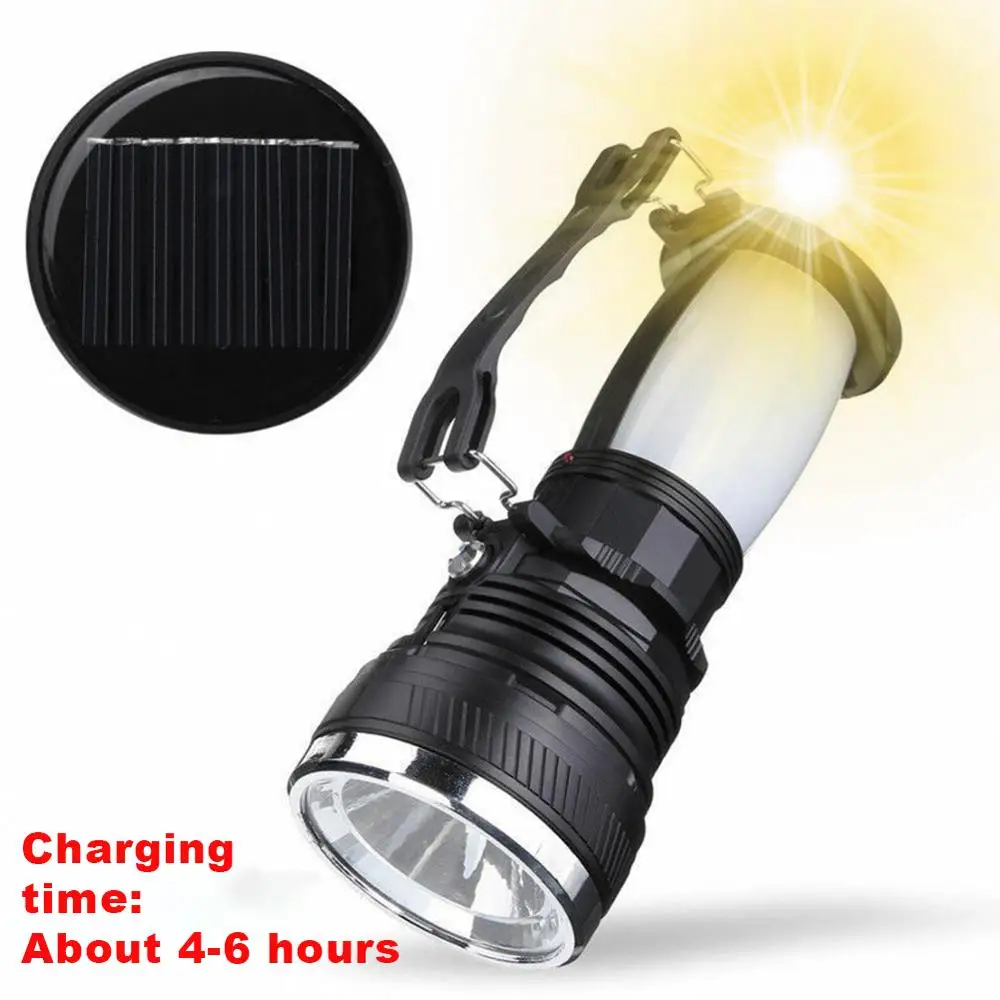 

Solar Power Rechargeable Battery LED Flashlight Camping Tent Light Lantern