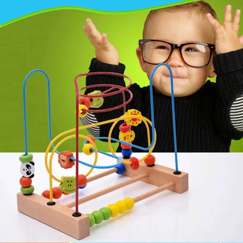 

Bead Maze Toys Educational Abacus Beads Wooden Colorful Roller Coaster Toys Gift for Children Toddlers DXAD