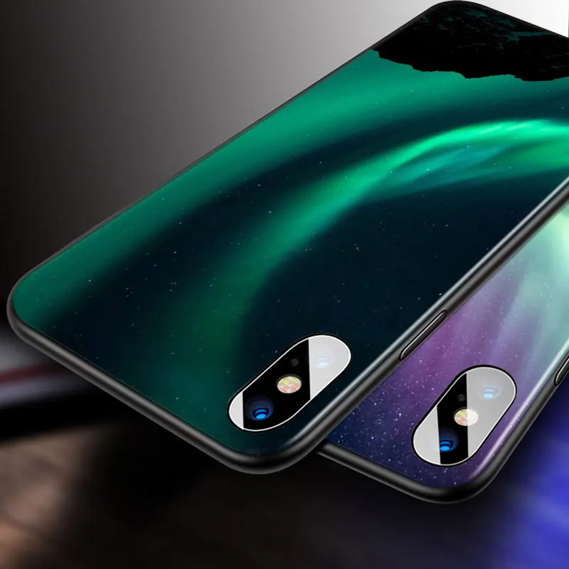 

Northern Lights Sky For Apple iPhone 12 11 Pro Max mini XS Max XR X 8 7 6 6S Plus 5S SE 2020 Soft Black Phone Case