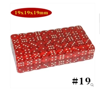 19mm Clear Red 100 шт./компл. 16 мм акриловые Transapren цифровой кубики Техасский Холдем алкоголь, азартные игры полупрозрачный: 6-стронние кубики Набор кубиков казино аксессуары - Цвет: 19mm Clear Red
