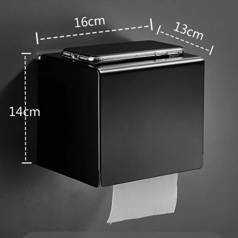 black bathroom paper towel holder stainless steel wall mount with phone shelf roll bathroom fixture bathroom accessories free global shipping