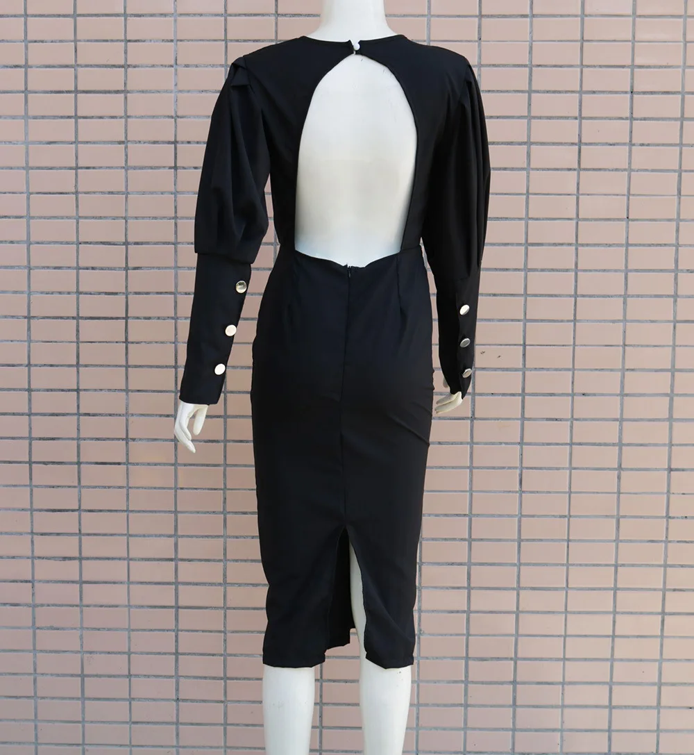 

Sexy Woman Party Dress Elegant Black Vestido Long Sleeve Bodycon Dress Woman
