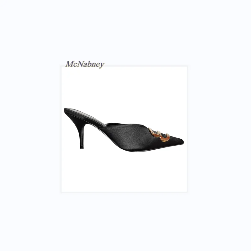 

McNabney, новинка 2022, женские сандалии, закрытый носок, заостренный носок, туфли-лодочки на шпильке, мюли, слипоны, тапочки ручной работы, заказ, б...