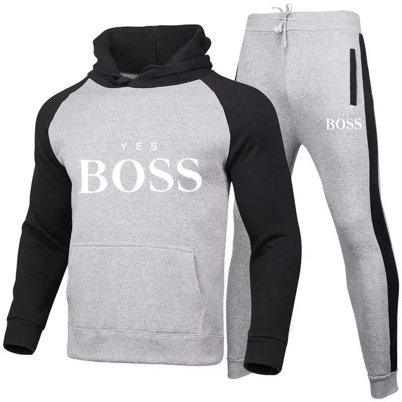 

2021 New Men's Casual Sportswear Printed Hoodie + Sweatpants Outdoor Jogging Gym Fitness Autumn And Winter Men's Clothing