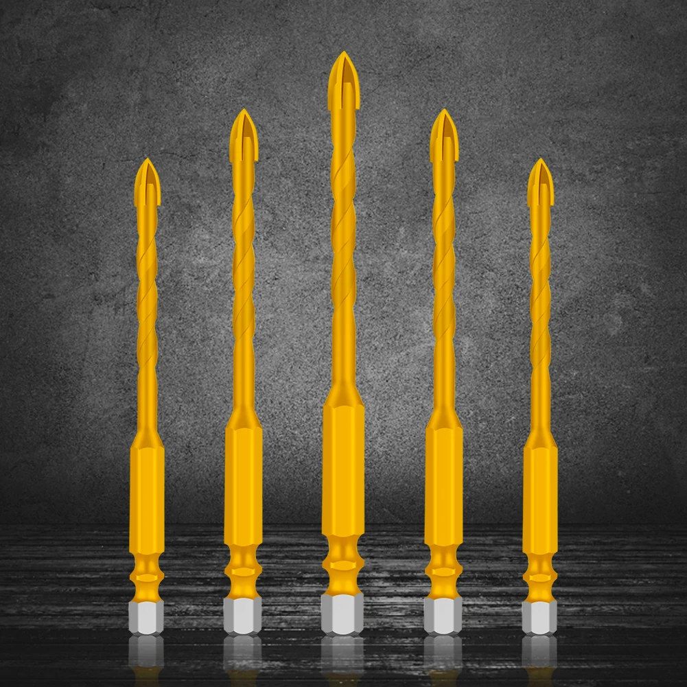 

Cross Triangle Drill Hole 6mm For Marble Glass Lengthened Titanium Plated Hardened Alloy Wear Resistance Triangular Thread Drill