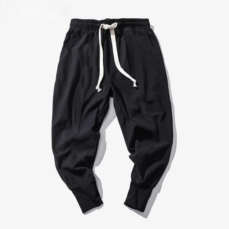 

Men Harem Pants Drawstring Retro Joggers Solid 2020 Cotton Streetwear Casual Trousers Men Loose Sweatpants Plus Size 7