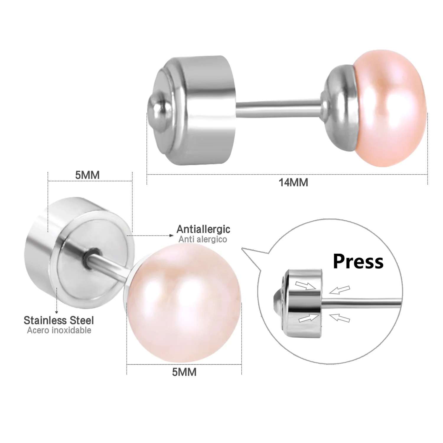 as picture1 Роскошные стальные шикарные серьги из нержавеющей стали, имитация жемчуга, серебряные серьги-гвоздики для женщин/девушек,, вечерние, подарок - Окраска металла: as picture1