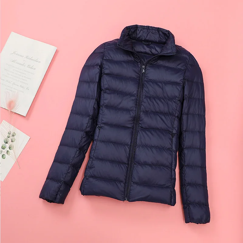 Женский пуховик на 90% белом утином пуху осенне зимний теплый приталенный молнии