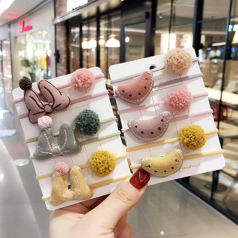 2 шт. Детские резинки для волос с фруктовым бантом|Аксессуары девочек| |