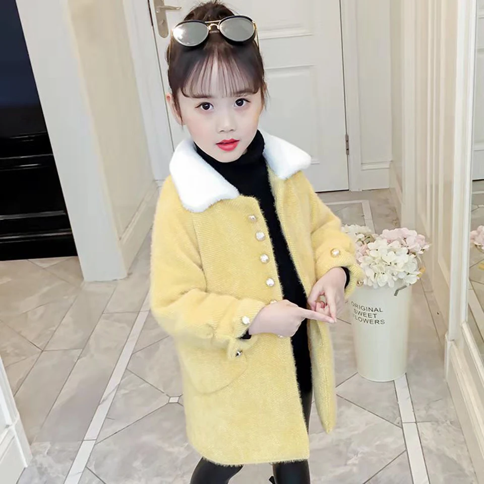 Купи Winter And Autumn Trendy Girls Casual Warm Jackets Coats Kids Outerwear New Arrival Cute Kids Girls Clothing Soft Woolen Coats за 1,930 рублей в магазине AliExpress