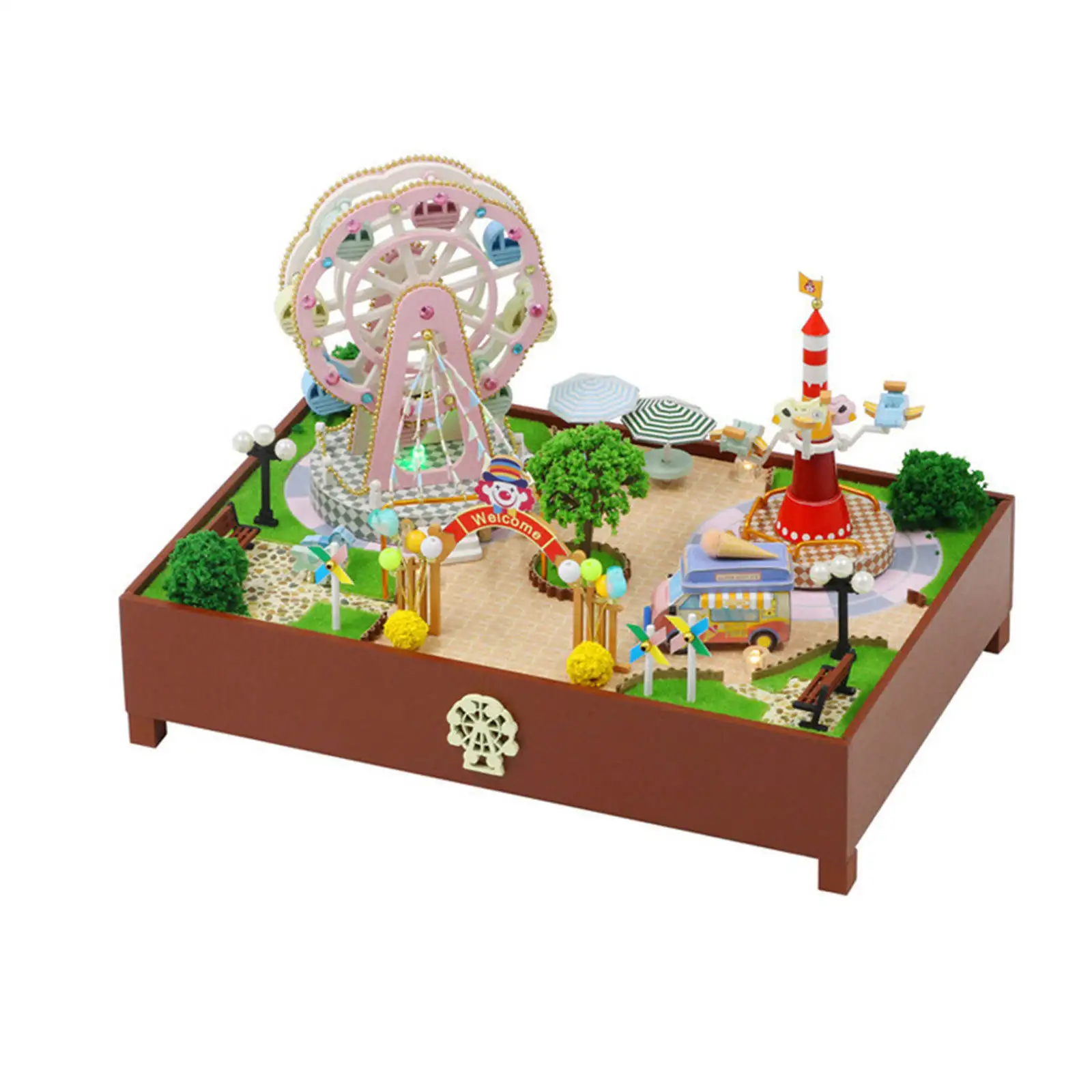 

Amusement Park Assembly Toy Construction 3D Model Without Dust Covering Wood Building Blocks for Improving Creativity Children