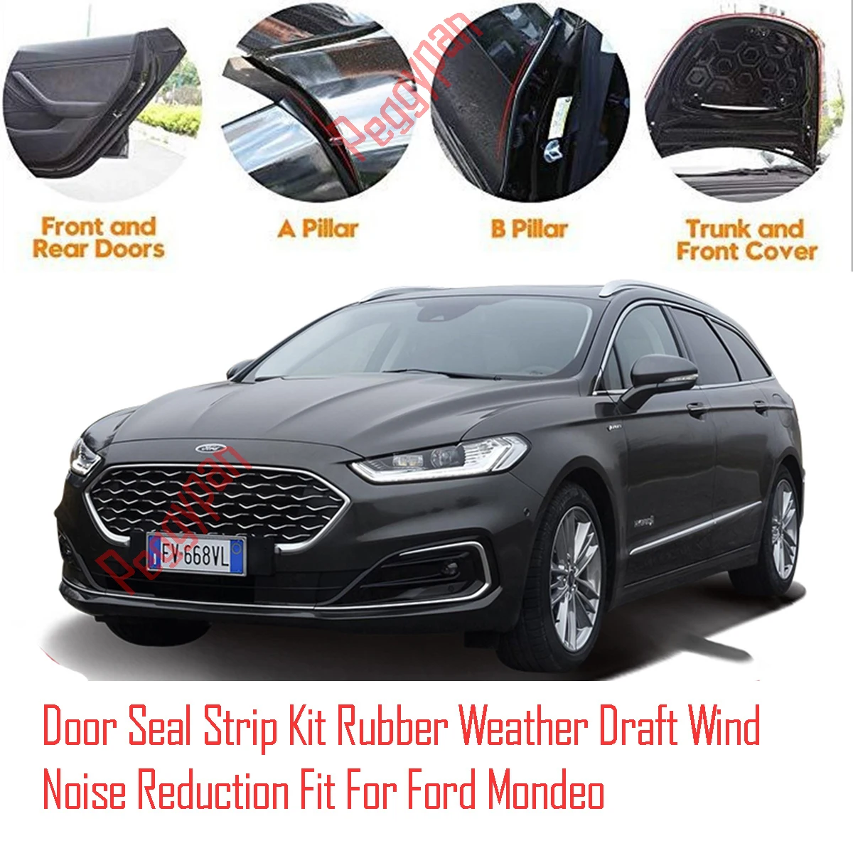 Door Seal Strip Kit Self Adhesive Window Engine Cover Soundproof Rubber Weather Draft Wind Noise Reduction Fit For Ford Mondeo