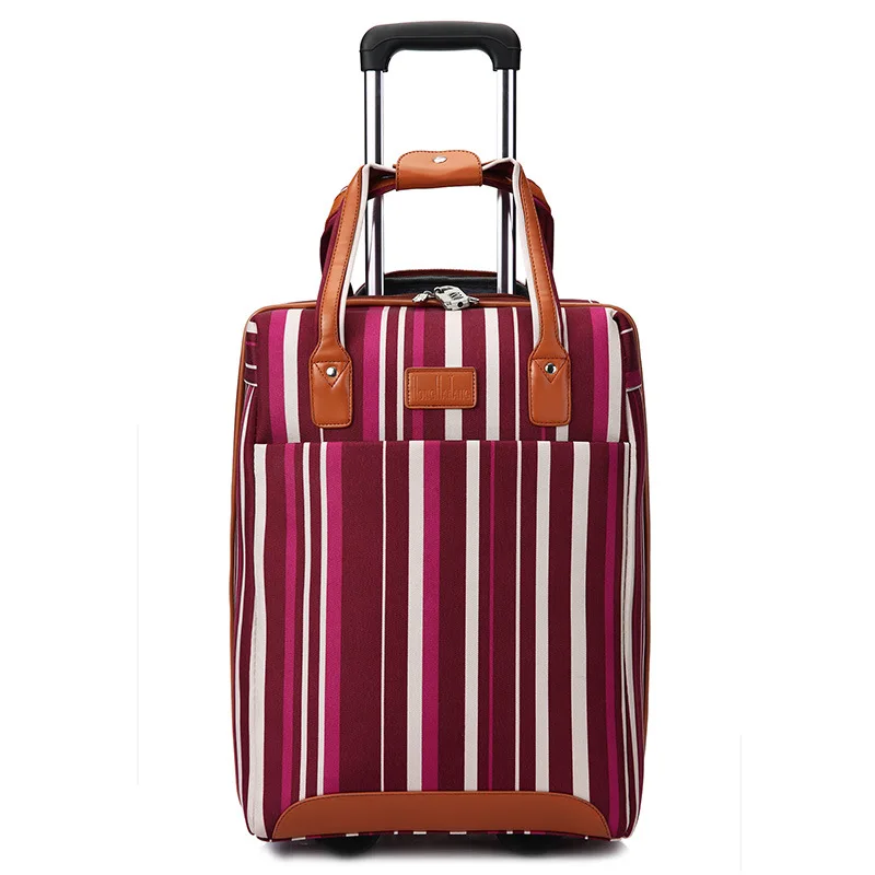 Purple Luggage 20 дюймов Дорожный чемодан на колёсиках, набор для женщин, брендовый чемодан на колесиках, в полоску, сумки для путешествий, ремень, Оксфорд - Цвет: Purple Luggage