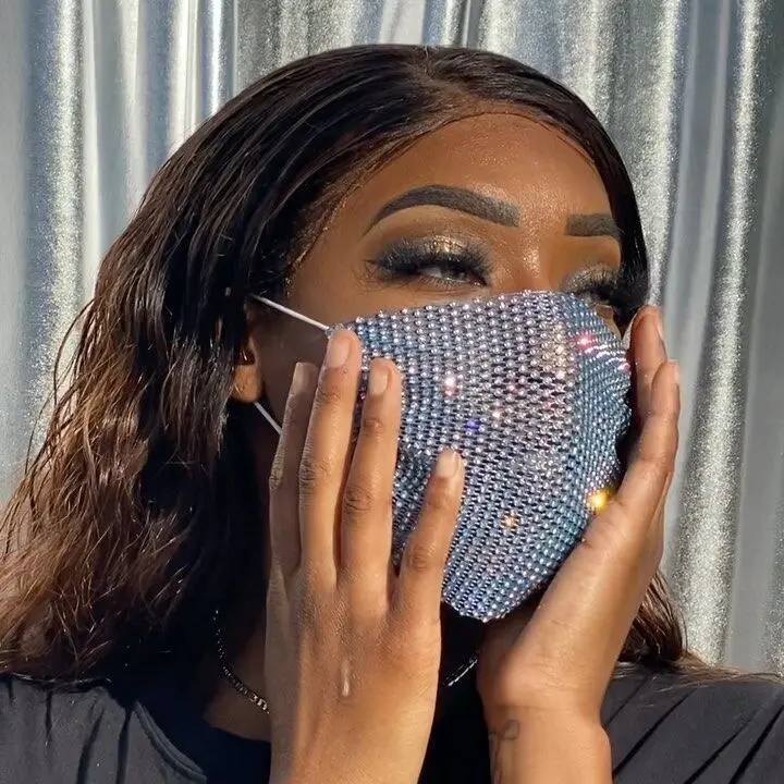 Новинка 2020 роскошная мистическая черная сетчатая вуаль маска со стразами для