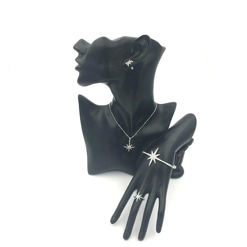 Серебряное модное кольцо со звездами для женщин кубический цирконий Простые