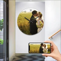 custom photo clock tempered glass round digital wall clock silent clock family lovers friends gifts clocks wall luxe home gift