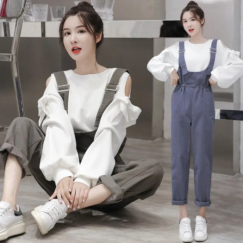 Женский Повседневный комплект из 2 предметов блузка с круглым вырезом и рукавами