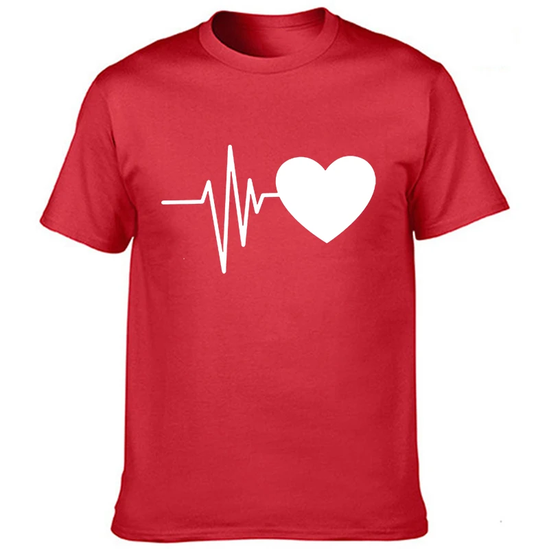 Love Heart Lifeline Printed Couple T-shirt Summer Couple Clothes Lover Tshirt Casual Short Sleeve Tees Valentines Day Party Tops