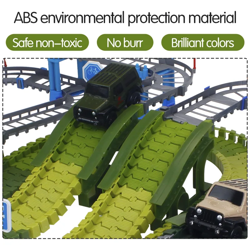 Военная железная дорога гоночный трек игровой набор обучающий гибкий светящийся