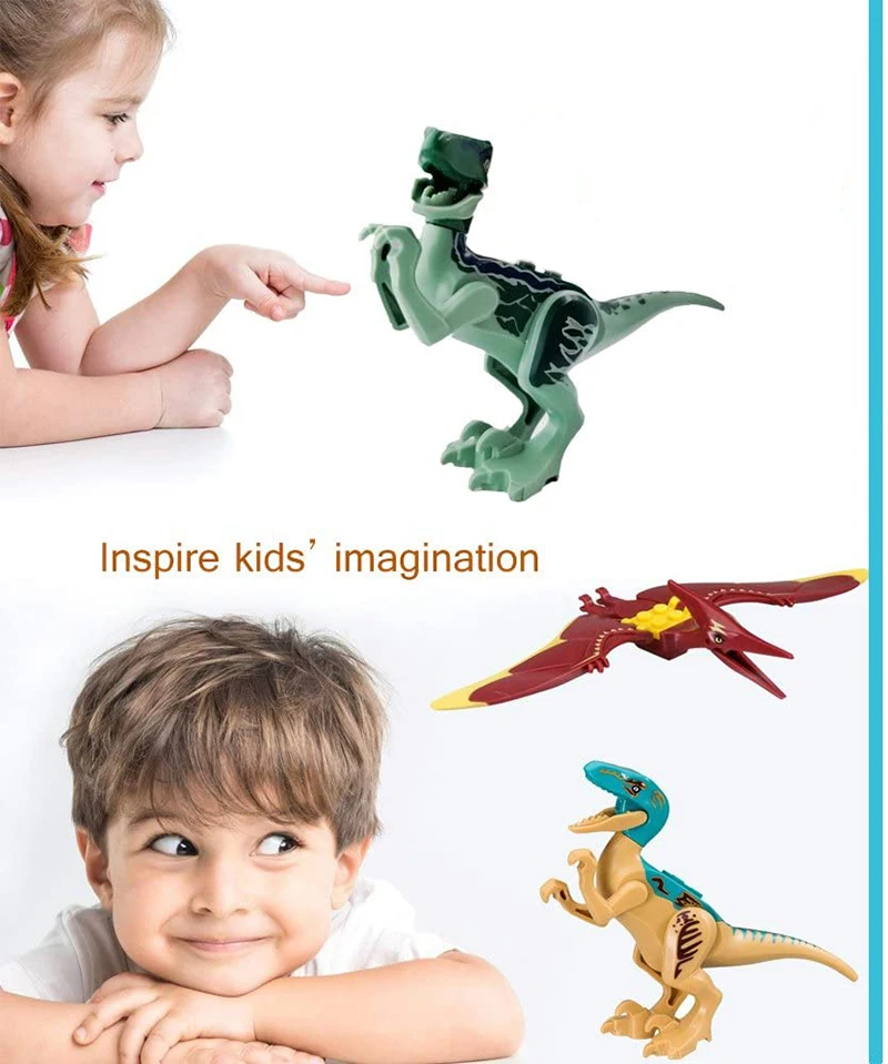 

Dinosaur Figures Diy Tyrannosaurus Rex Wyvern Velociraptor Stegosaurus Building Blocks Toys For Children Dinosaur Figures