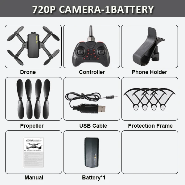 720P Camera 1BAT Складной мини-Дрон с Радиоуправляемый квадрокоптер с камерой HD четырехъядерный с высокой фиксацией RC вертолет с безголовым режимом детские игрушки - Цвет: 720P Camera 1BAT