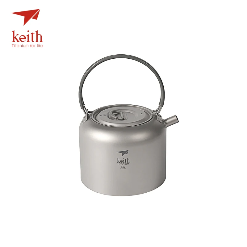 

Keith 1.5L Titanium Camping Water Pot With Folding Handle Outdoor Hiking Travel Picnic Coffee Tea Pot Cookware 200g Ti3907