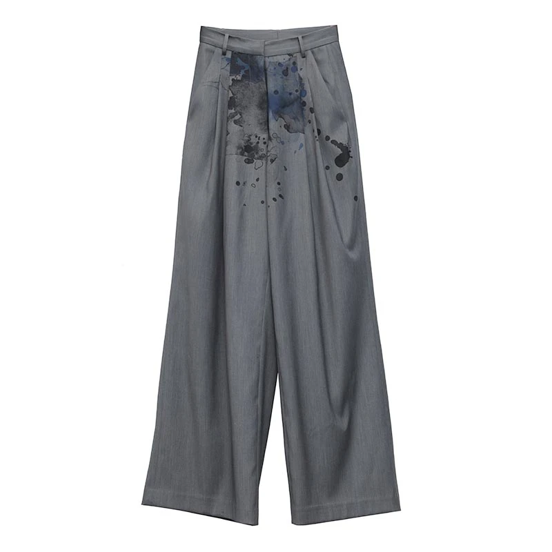 

TWOTWINSTYLE Print Ruched Wide Leg Pants Women High Waist Casual Loose Full Length Trouser For Female Fashion 2020 Clothing Tide