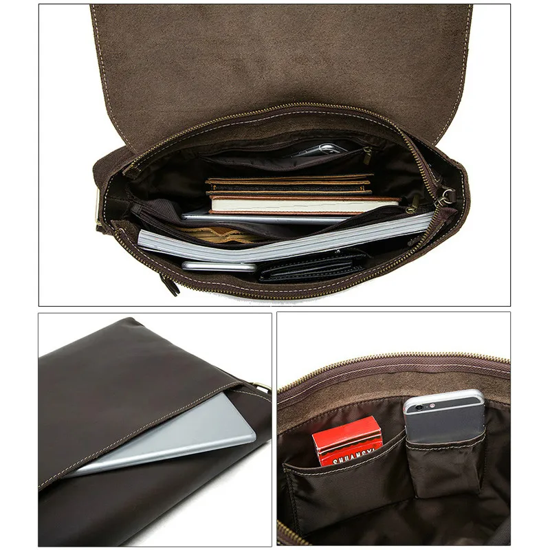 

NIUCUNZH Men's Shoulder Bag for Men Genuine Leather Mssenger Bag Men's Crossbody Bag Vintage Design Luxury Brand Flap Bag