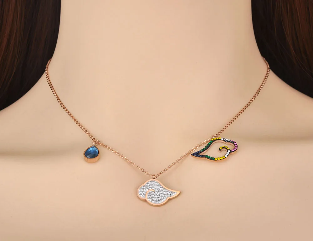 Lokaer Titanium Stainless Steel Colorful CZ Crystal Cloud Choker Necklaces For Women Girls Bohemia Charm Pendant Necklace N19183