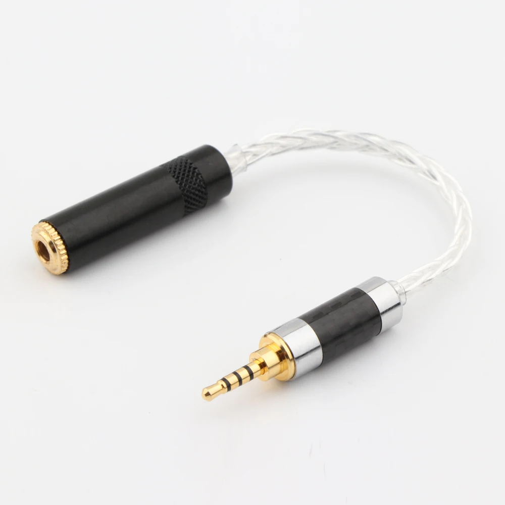 

15cm Carbon fiber 2.5mm TRRS Balanced Male to 3.5mm Stereo Female Earphone Audio Adapter Cable,twisted pair cable，
