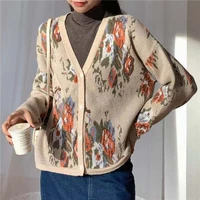 womens autumn coat vintage cardigan for women korean fashion cardigan womens sweater floral long sleeve top casual blouse