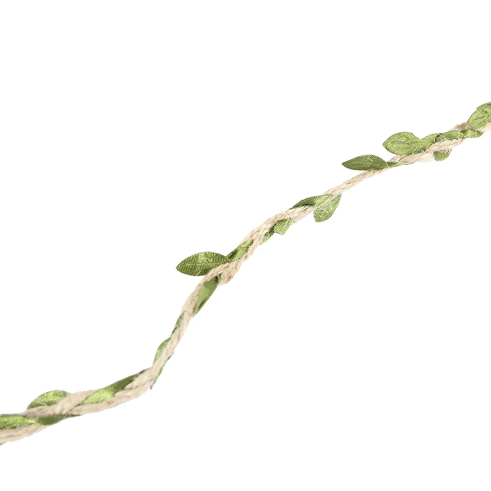 

10M/Lot Artifical Leaf Natural Hessian Jute Twine Rope Burlap Ribbon DIY Craft Vintage For Home Wedding Party Decoration
