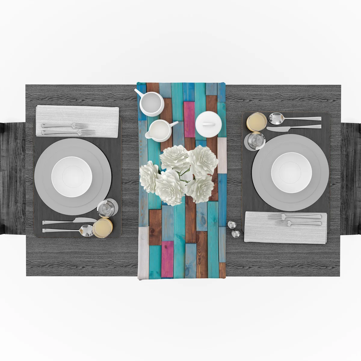 Настольная дорожка s Современная винтажная деревянная текстурная цветная