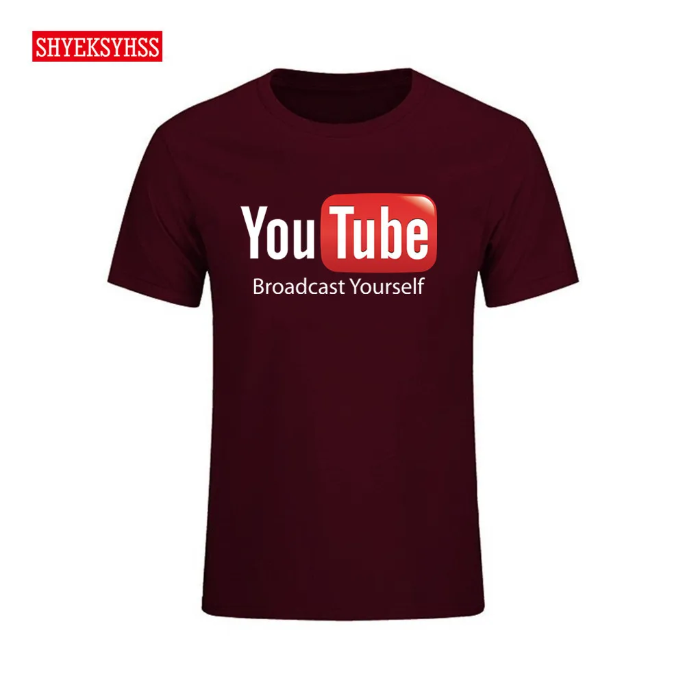 Футболка с принтом логотипа YouTube Мужская Веселая хлопковая футболка для видео