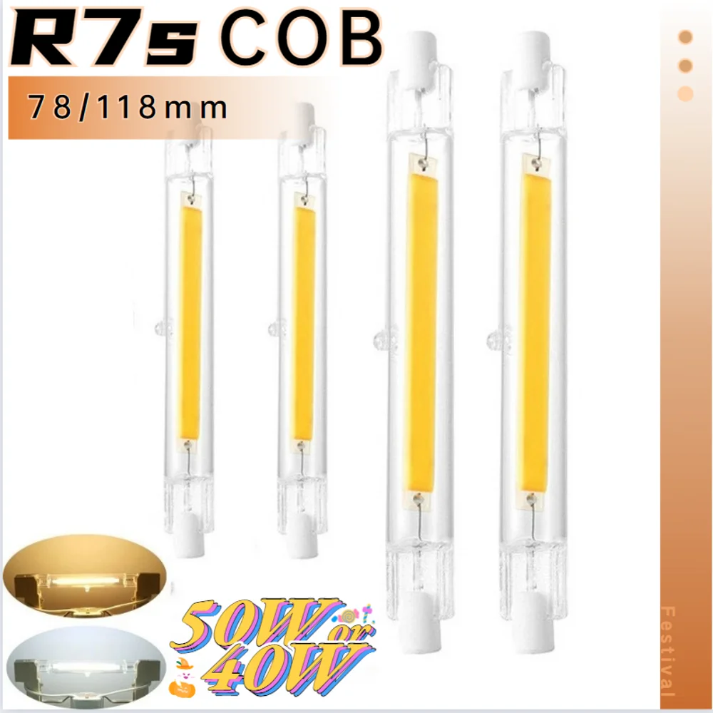 

High Bright COB R7s LED Glass Tube 78mm 118mm J78 J118 COB Light Bulb AC110V 120V 130V 220V 240V 285V Home Replace Halogen Lamp