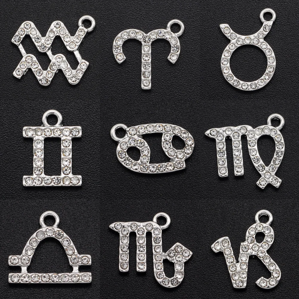 5 шт./лот Сказочный кулон с родиевым покрытием украшенный кристаллами и знаками