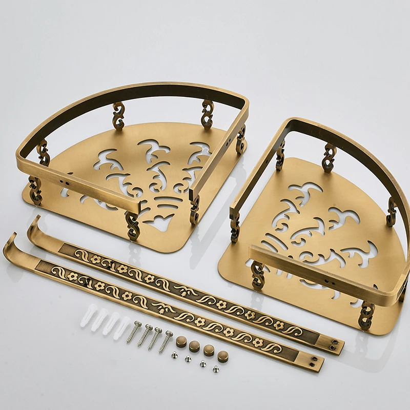 bathroom shelves 2 layer antique metal shower corner shelf wall mount shampoo storage shelf triangle towel shelf free global shipping