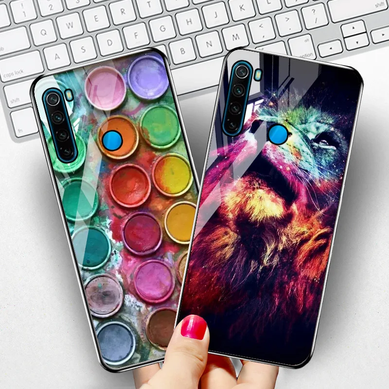 

Color Glass Case For Xiaomi Redmi Note 8 Cases Painted Tempered Glass Cover For Redmi Note8 6.3 inch Silicone Funda Redmi Note 8