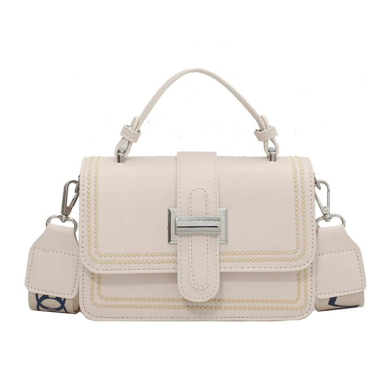 

2021 New Fashion Small Fragrance Wide Shoulder Strap Solid Color Handbag Ladies One-shoulder Messenger Bag