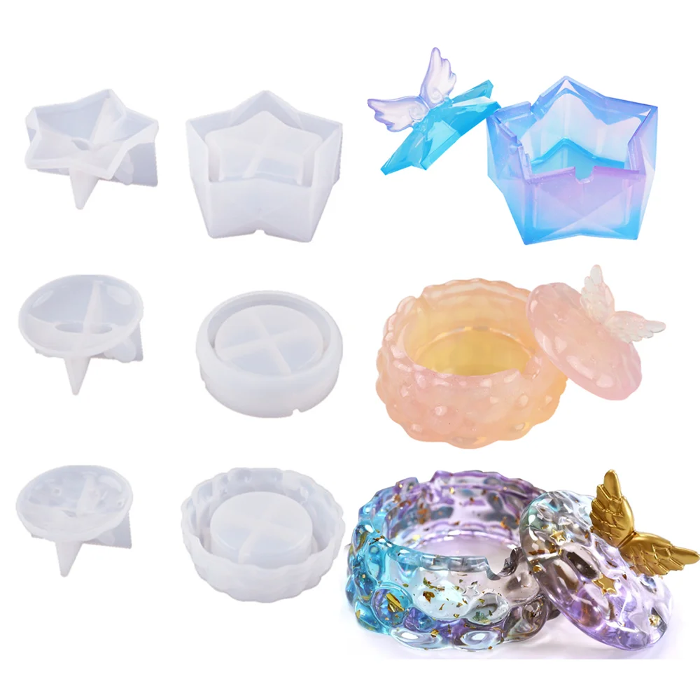 

1 Набор DIY Облака Звезды пепельница хрустальная лампа с крышкой крыльями оленем коробка для хранения зеркальная силиконовая форма для украш...