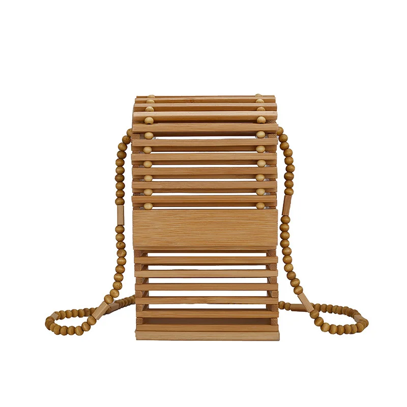 

2021 Fashion Bamboo Handmade Mobile Phone Bag Beach Holiday One Shoulder Cross Small Square Bag Summer Bamboo Women's Bag
