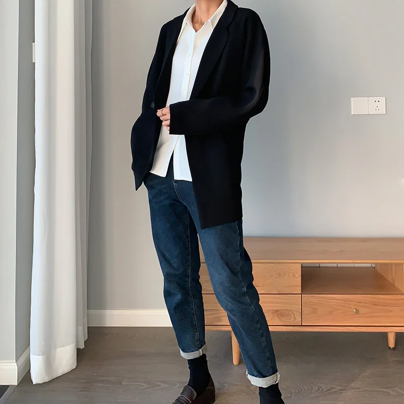 Женский двубортный Блейзер на пуговицах черная Повседневная Свободная куртка с