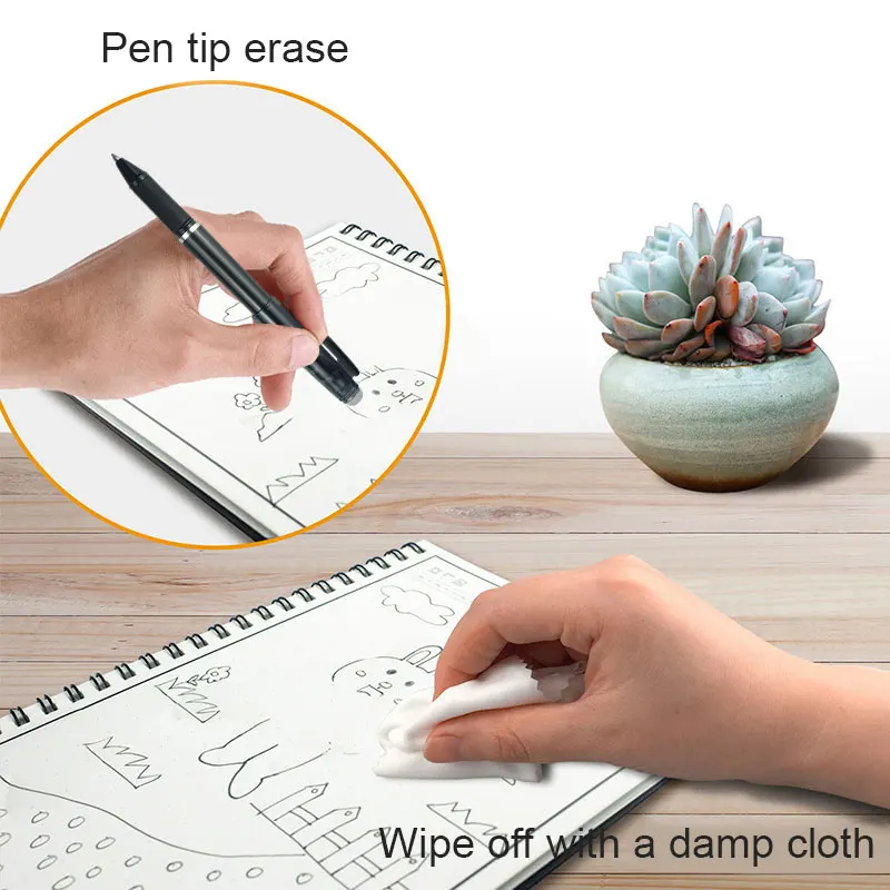 A5/B5 Smart Reusable Erasable Notebook Paper Wave Cloud Erase Notepad Lined with Pen KQS8 | Канцтовары для офиса и дома